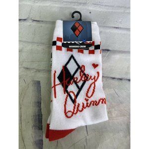 DC Comics Batman Harley Quinn Logo Novelty Crew Socks 1 Pair Shoe Size 5-10 NEW